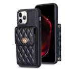 For iPhone 11 Pro Max Vertical Metal Buckle Wallet Rhombic Leather Phone Case(Black) - 1