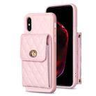 For iPhone X / XS Vertical Metal Buckle Wallet Rhombic Leather Phone Case(Pink) - 1