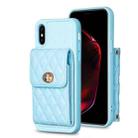 For iPhone X / XS Vertical Metal Buckle Wallet Rhombic Leather Phone Case(Blue) - 1