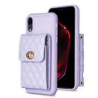 For iPhone XR Vertical Metal Buckle Wallet Rhombic Leather Phone Case(Purple) - 1