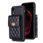 For iPhone XR Vertical Metal Buckle Wallet Rhombic Leather Phone Case(Black) - 1