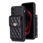 For iPhone XS Max Vertical Metal Buckle Wallet Rhombic Leather Phone Case(Black) - 1