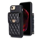 For iPhone SE 2022 / SE 2020 / 7 / 8 Vertical Metal Buckle Wallet Rhombic Leather Phone Case(Black) - 1