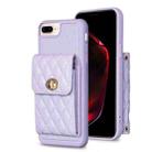 For iPhone 7 Plus / 8 Plus Vertical Metal Buckle Wallet Rhombic Leather Phone Case(Purple) - 1