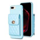 For iPhone 7 Plus / 8 Plus Vertical Metal Buckle Wallet Rhombic Leather Phone Case(Blue) - 1