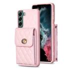 For Samsung Galaxy S22+ 5G Vertical Metal Buckle Wallet Rhombic Leather Phone Case(Pink) - 1