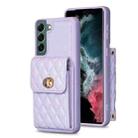 For Samsung Galaxy S22+ 5G Vertical Metal Buckle Wallet Rhombic Leather Phone Case(Purple) - 1