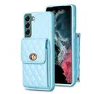 For Samsung Galaxy S22+ 5G Vertical Metal Buckle Wallet Rhombic Leather Phone Case(Blue) - 1