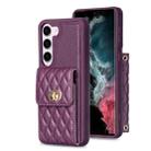 For Samsung Galaxy S21 5G Vertical Metal Buckle Wallet Rhombic Leather Phone Case(Dark Purple) - 1