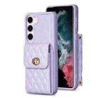 For Samsung Galaxy S21 5G Vertical Metal Buckle Wallet Rhombic Leather Phone Case(Purple) - 1