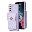 For Samsung Galaxy S21+ 5G Vertical Metal Buckle Wallet Rhombic Leather Phone Case(Purple) - 1