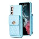 For Samsung Galaxy S21+ 5G Vertical Metal Buckle Wallet Rhombic Leather Phone Case(Blue) - 1