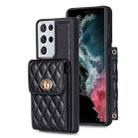 For Samsung Galaxy S21 Ultra 5G Vertical Metal Buckle Wallet Rhombic Leather Phone Case(Black) - 1