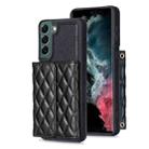 For Samsung Galaxy S22+ 5G Horizontal Wallet Rhombic Leather Phone Case(Black) - 1