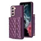 For Samsung Galaxy S21 5G Horizontal Wallet Rhombic Leather Phone Case(Dark Purple) - 1