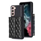 For Samsung Galaxy S21 5G Horizontal Wallet Rhombic Leather Phone Case(Black) - 1