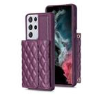 For Samsung Galaxy S21 Ultra 5G Horizontal Wallet Rhombic Leather Phone Case(Dark Purple) - 1