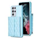 For Samsung Galaxy S21 Ultra 5G Horizontal Wallet Rhombic Leather Phone Case(Blue) - 1