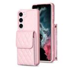 For Samsung Galaxy S23 5G Vertical Wallet Rhombic Leather Phone Case(Pink) - 1