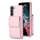 For Samsung Galaxy S22+ 5G Vertical Wallet Rhombic Leather Phone Case(Pink) - 1