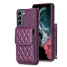 For Samsung Galaxy S22+ 5G Vertical Wallet Rhombic Leather Phone Case(Dark Purple) - 1