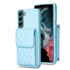 For Samsung Galaxy S22+ 5G Vertical Wallet Rhombic Leather Phone Case(Blue) - 1