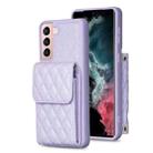 For Samsung Galaxy S21 5G Vertical Wallet Rhombic Leather Phone Case(Purple) - 1