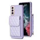 For Samsung Galaxy S21+ 5G Vertical Wallet Rhombic Leather Phone Case(Purple) - 1