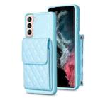For Samsung Galaxy S21+ 5G Vertical Wallet Rhombic Leather Phone Case(Blue) - 1