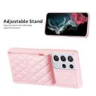 For Samsung Galaxy S21 Ultra 5G Vertical Wallet Rhombic Leather Phone Case(Pink) - 5