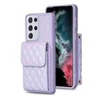 For Samsung Galaxy S21 Ultra 5G Vertical Wallet Rhombic Leather Phone Case(Purple) - 1