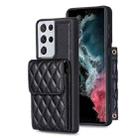 For Samsung Galaxy S21 Ultra 5G Vertical Wallet Rhombic Leather Phone Case(Black) - 1