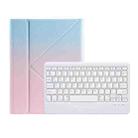 For iPad 10th Gen 10.9 2022 B10 Triangle Holder Tablet Bluetooth Keyboard Leather Case(Blue Pink) - 1