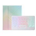 For iPad 10th Gen 10.9 2022 B10S Triangle Holder Three-color Backlight Bluetooth Keyboard Leather Case(Rainbow) - 1