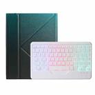 For iPad 10th Gen 10.9 2022 B10S Triangle Holder Three-color Backlight Bluetooth Keyboard Leather Case(Dark Green) - 1