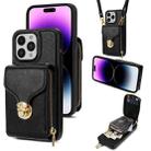 For iPhone 14 Pro Max Zipper Hardware Card Wallet Phone Case(Black) - 1