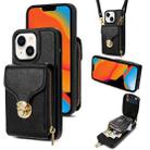 For iPhone 14 / 13 Zipper Hardware Card Wallet Phone Case(Black) - 1