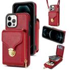 For iPhone 13 Pro Max Zipper Hardware Card Wallet Phone Case(Red) - 1