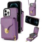 For iPhone 13 Pro Max Zipper Hardware Card Wallet Phone Case(Purple) - 1