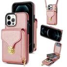 For iPhone 13 Pro Zipper Hardware Card Wallet Phone Case(Rose Gold) - 1