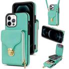 For iPhone 13 Pro Zipper Hardware Card Wallet Phone Case(Mint Green) - 1