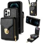 For iPhone 12 / 12 Pro Zipper Hardware Card Wallet Phone Case(Black) - 1