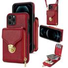 For iPhone 11 Pro Max Zipper Hardware Card Wallet Phone Case(Red) - 1