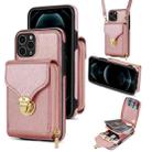 For iPhone 11 Pro Max Zipper Hardware Card Wallet Phone Case(Rose Gold) - 1