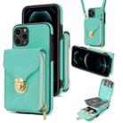For iPhone 11 Pro Max Zipper Hardware Card Wallet Phone Case(Mint Green) - 1