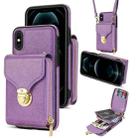 For iPhone XS / X Zipper Hardware Card Wallet Phone Case(Purple) - 1