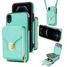 For iPhone XR Zipper Hardware Card Wallet Phone Case(Mint Green) - 1