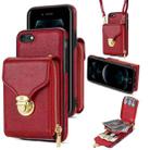 For iPhone SE 2022 / SE 2020 / 8 / 7 Zipper Hardware Card Wallet Phone Case(Red) - 1