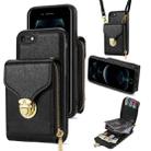 For iPhone SE 2022 / SE 2020 / 8 / 7 Zipper Hardware Card Wallet Phone Case(Black) - 1