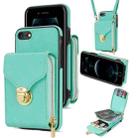 For iPhone SE 2022 / SE 2020 / 8 / 7 Zipper Hardware Card Wallet Phone Case(Mint Green) - 1
